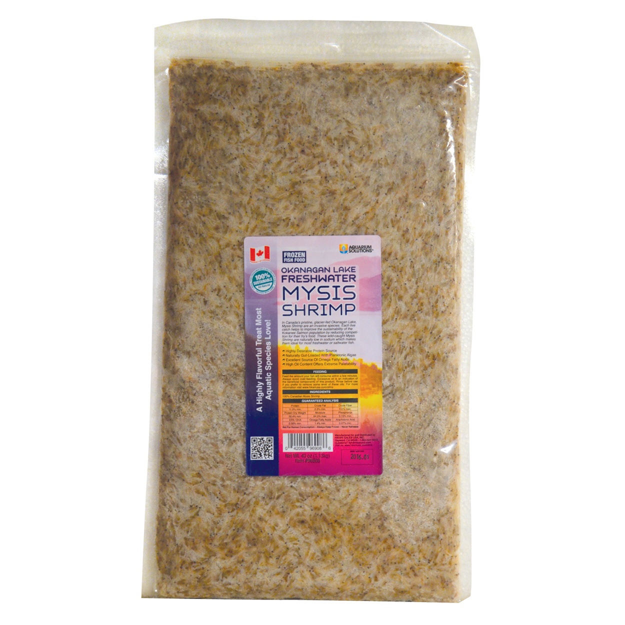 Frozen Okanagan Lake Freshwater Mysis Shrimp - Flatpack - 40 oz