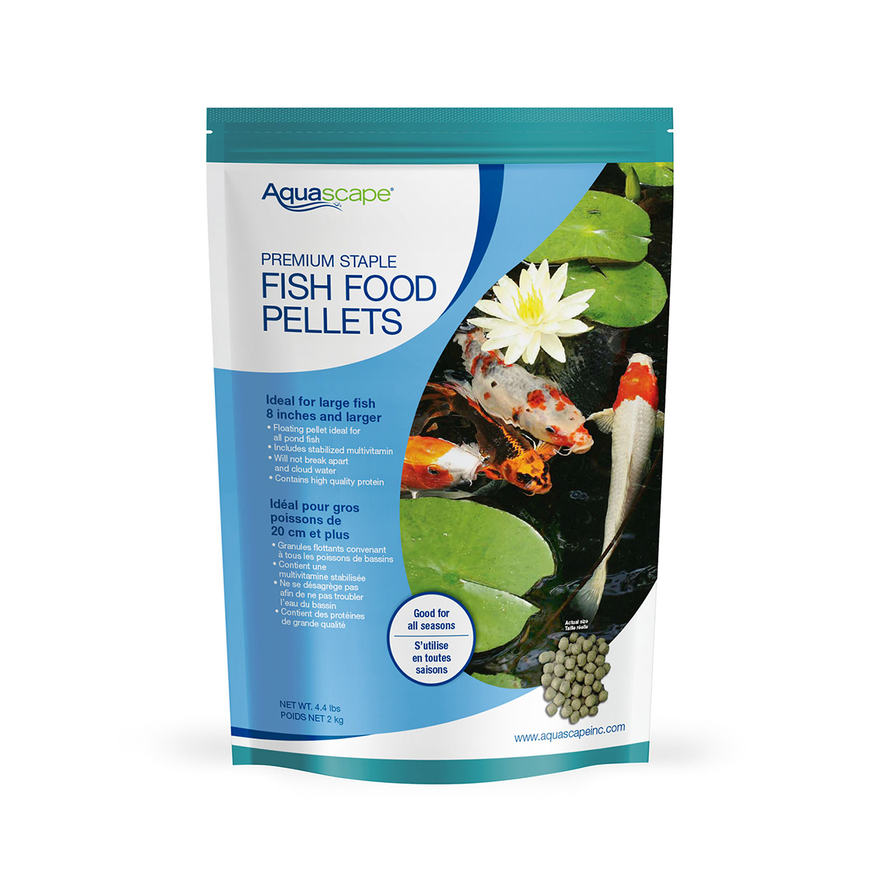 Premium Staple Fish Food Pellets - 4.4 lb