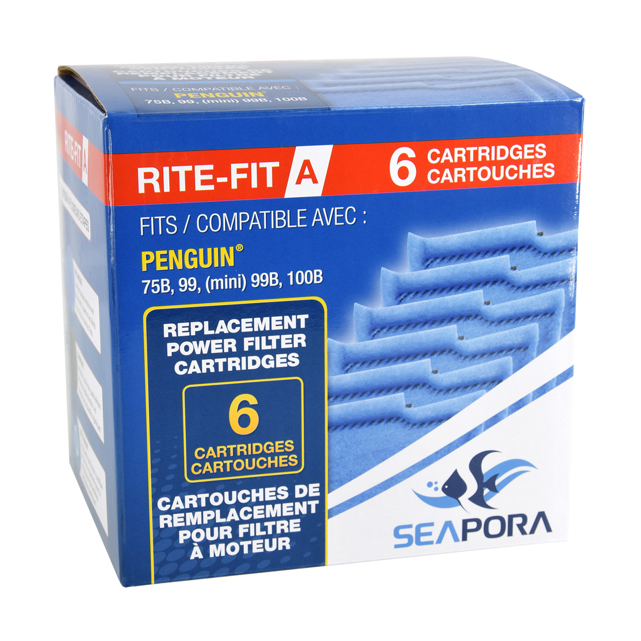 Rite-Fit A Cartridges for Penguin&reg;  Power Filters - 75B/99 (Mini)/99B/100B - 6 pk 
