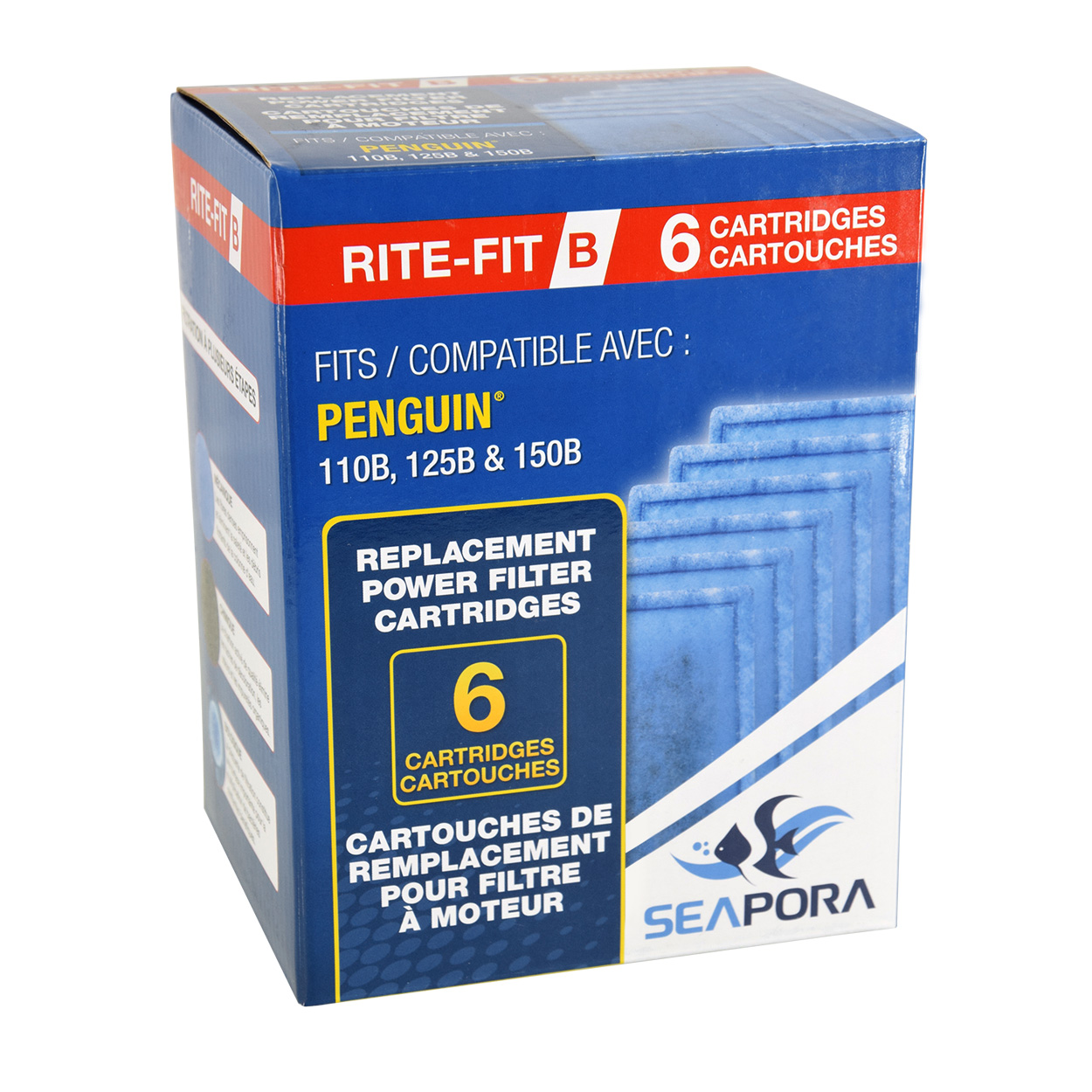 Rite-Fit B Cartridges for Penguin&reg;  Power Filters - 110B/125B/150B - 6 pk 
