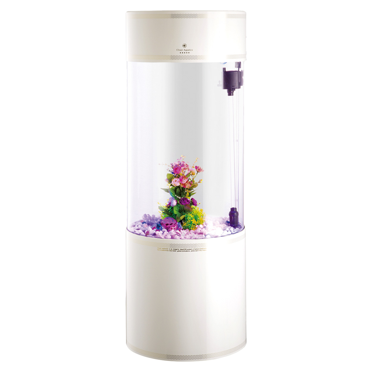 Cylinder Aquarium - Sump Filtration - 103 gal - White