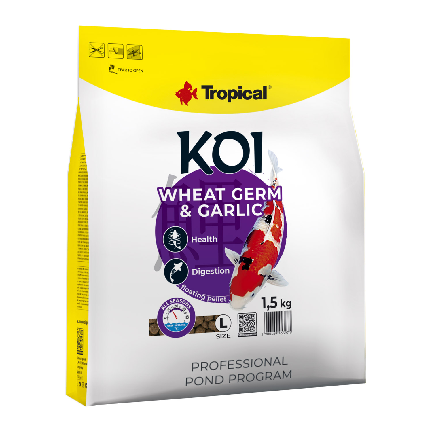 Koi Wheat Germ & Garlic Pellet - 1.5kg