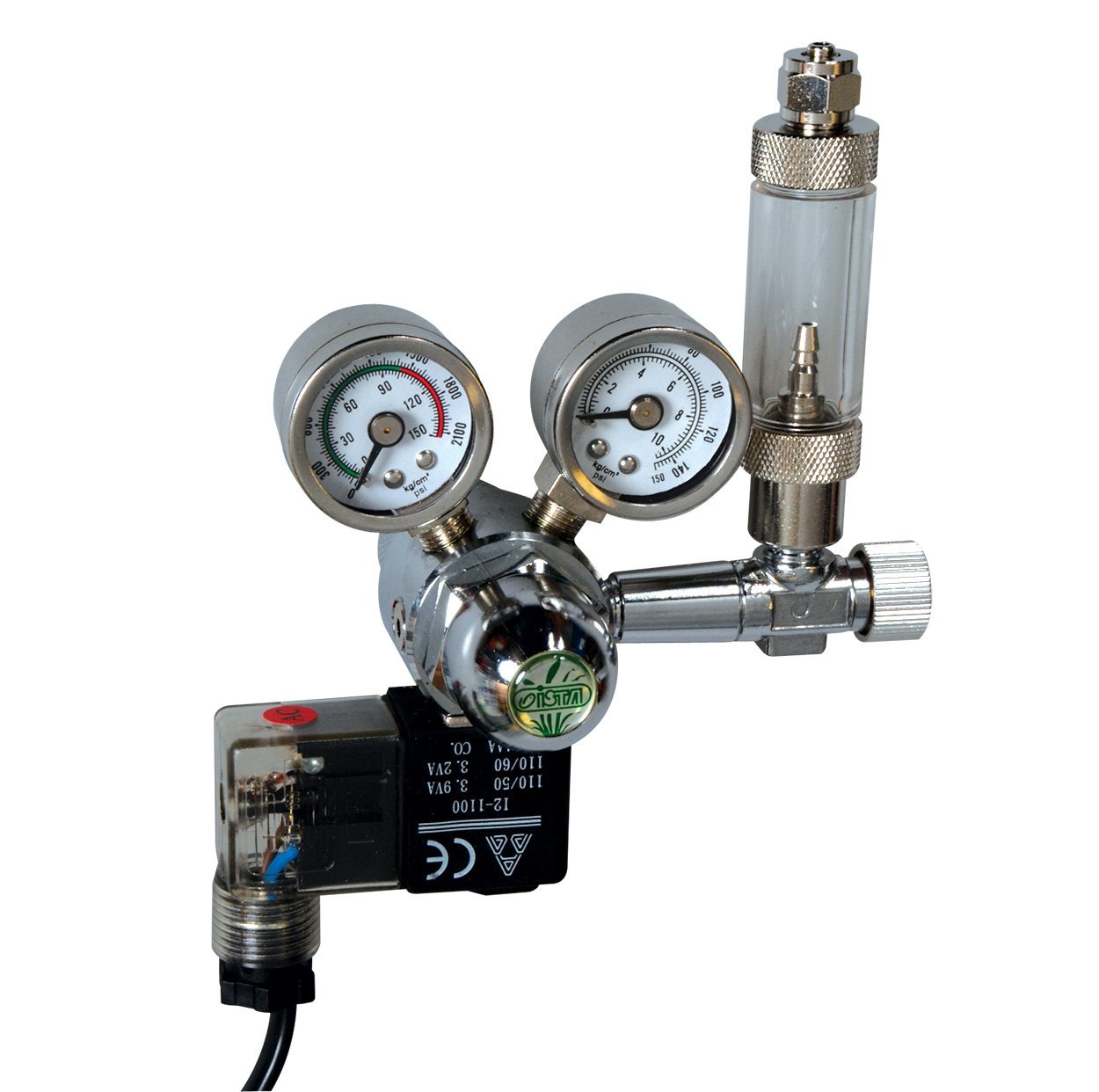 CO2 Controller with Solenoid, Bubble Counter & Check Valve